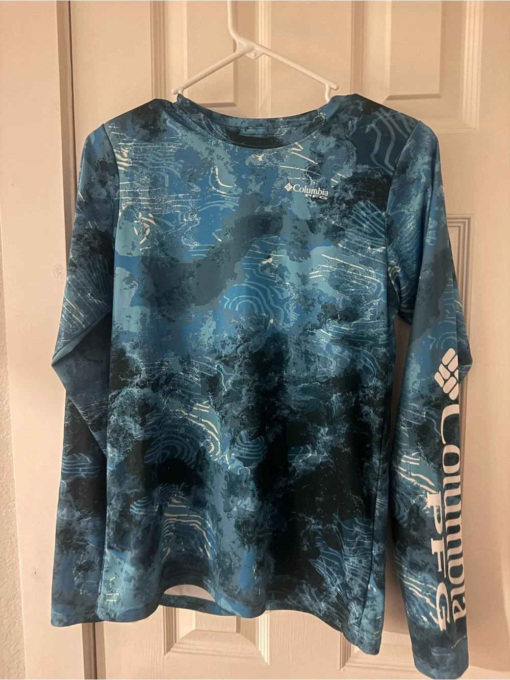 Columbia Kids Blue Aqua Tie-Dye Rashguard